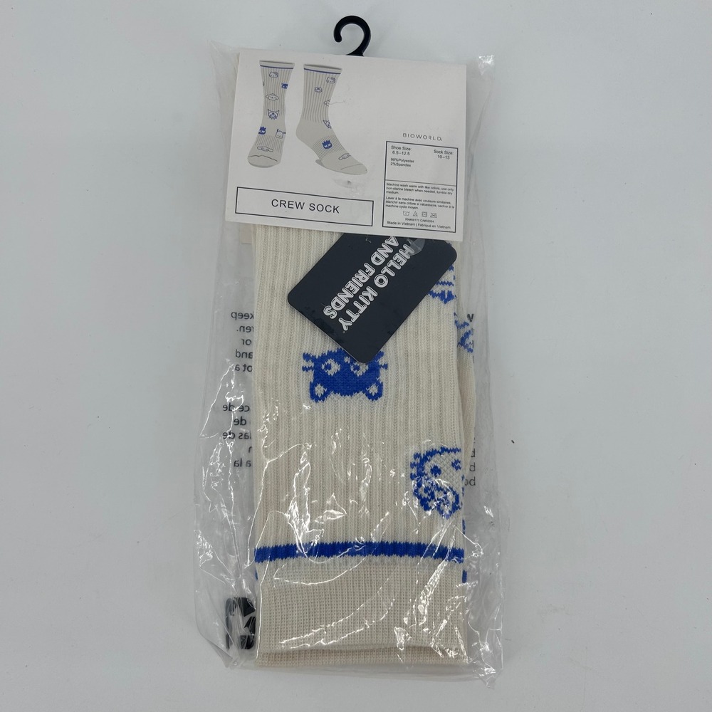 Bioworld Sanrio Hello Kitty and Friends Off-White Blue Crew Socks Size 10-13